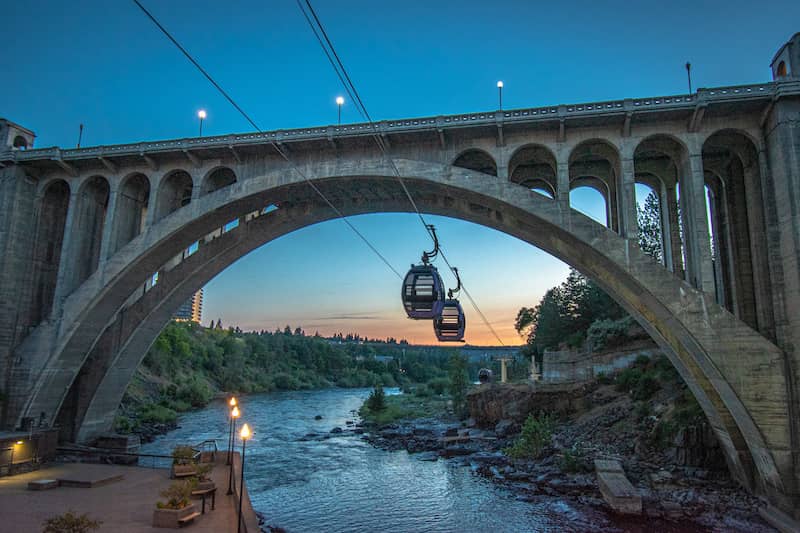 RHB Assets From IGX: Scenic view of a chairlift and bridge in Spokane, Washington.