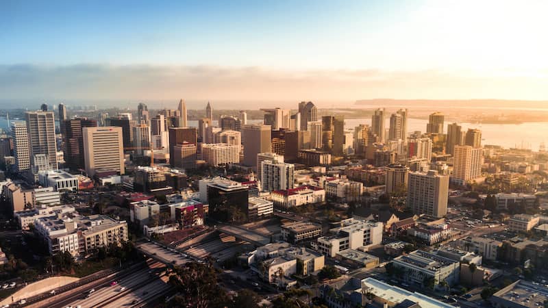 RHB Assets From IGX: The downtown San Diego skyline at sunset.