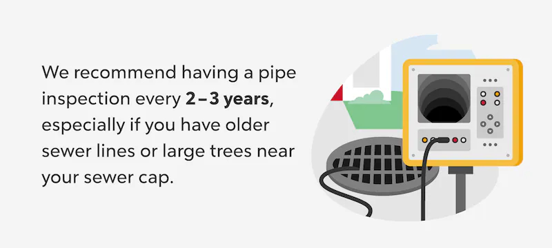 Infographic explaining how often to get a sewer scope.