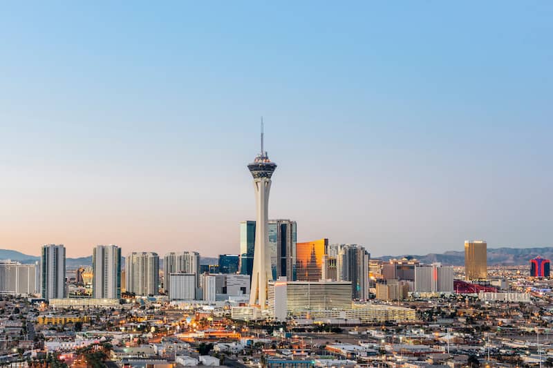 Las Vegas Strip at sunrise.