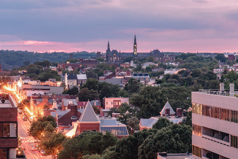 Georgetown, DC at dusk.