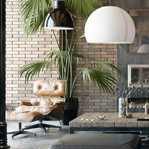 A well furnished living room with a big window.