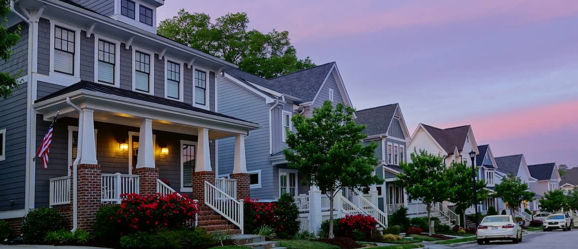 RHB Assets From IGX: A row of homes in Raleigh, North Carolina.