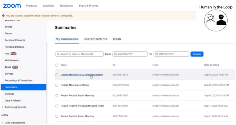 Export Meeting Summary screenshot,