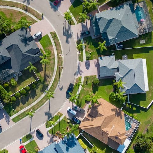 Aerial Drone Photo of Suburban Florida Neighborhood