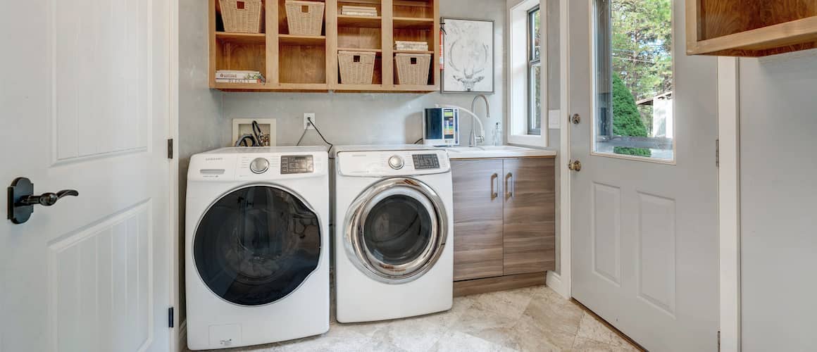 RHB Assets From IGX: Laundry room with shelving and natural tones