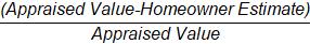 (Appraised Value-Homeowner Estimate) / Appraised Value