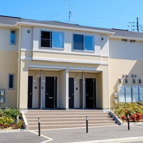 Row of three fourplexes in a row.
