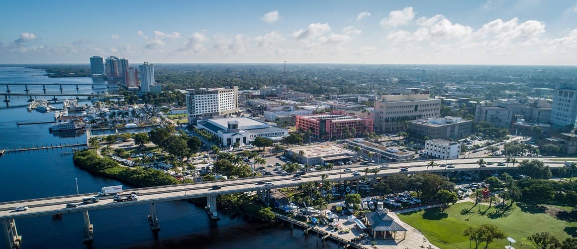 Downtown skyline of Fort Myers, Florida.