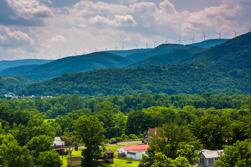 RHB Assets From IGX: An aerial view of mountains surrounding Keyser, West Virginia.