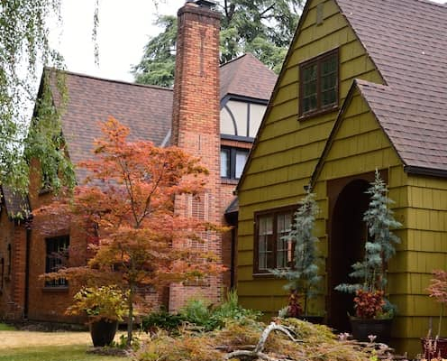 Home surrounded by forest.