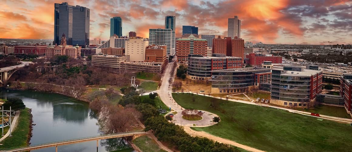 Aerial Downtown Fort Worth, Texas