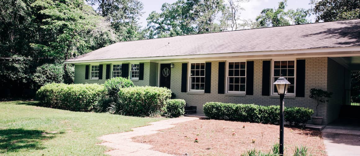 Brick ranch house from the 1950s.