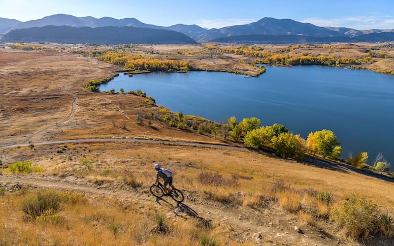 Mountain biking in autumn in Colorado.