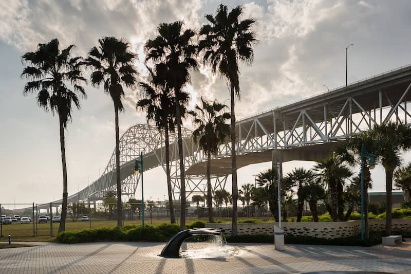 A view of the Harbor Bridge in Corpus Christi, Texas.