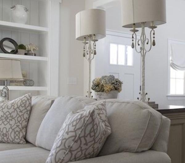 Traditional living room in white.