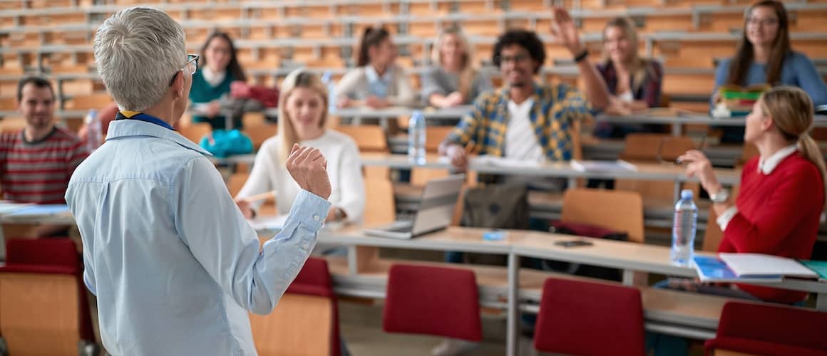 Female professor lecturing the students