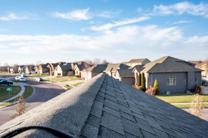 RHB Assets From IGX: Close-up of shingle-over vent on a roof, providing attic ventilation.