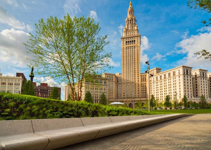 View of historic tall building in Cuyahoga County.