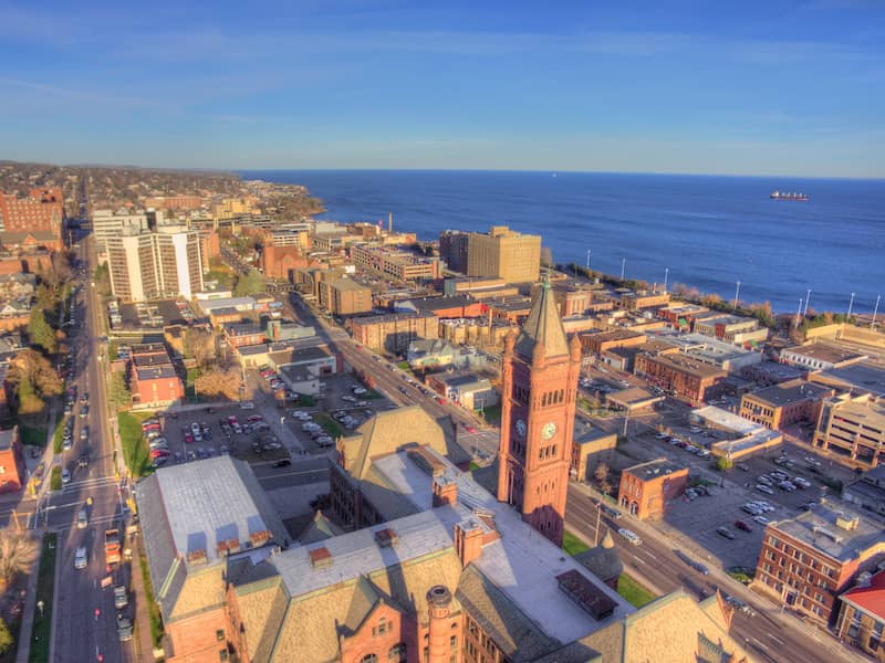 RHB Assets From IGX: Aerial view of downtown Duluth Minnesota