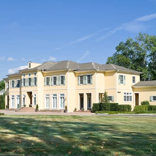 Stately off white mansion in Philadelphia.