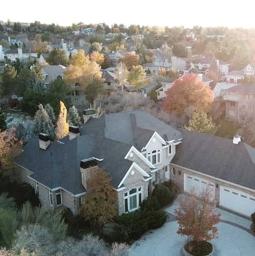 Aerial view of large home in Utah.
