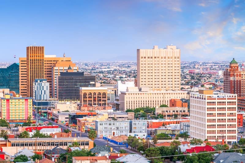 City skyline of El Paso, Texas.