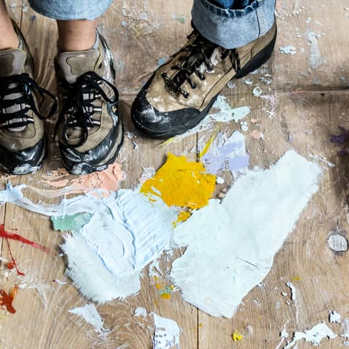 Illustration depicting refinancing for home improvements such as by paints.