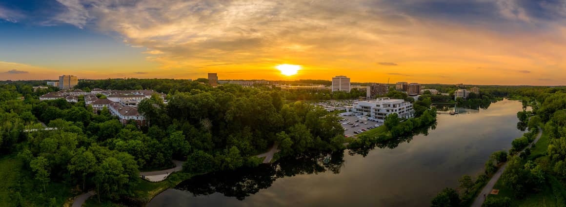 RHB Assets From IGX: Peaceful sunset over the suburban landscape of Columbia, MD.