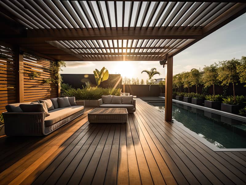 Outdoor porch on luxury home.