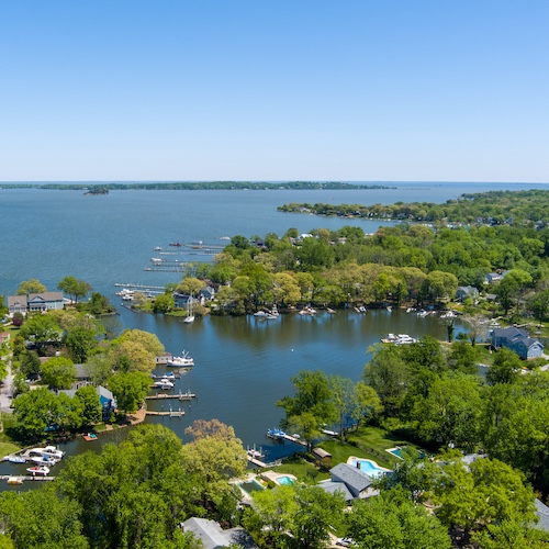 Bird's eye view of Magothy River in Maryland.
