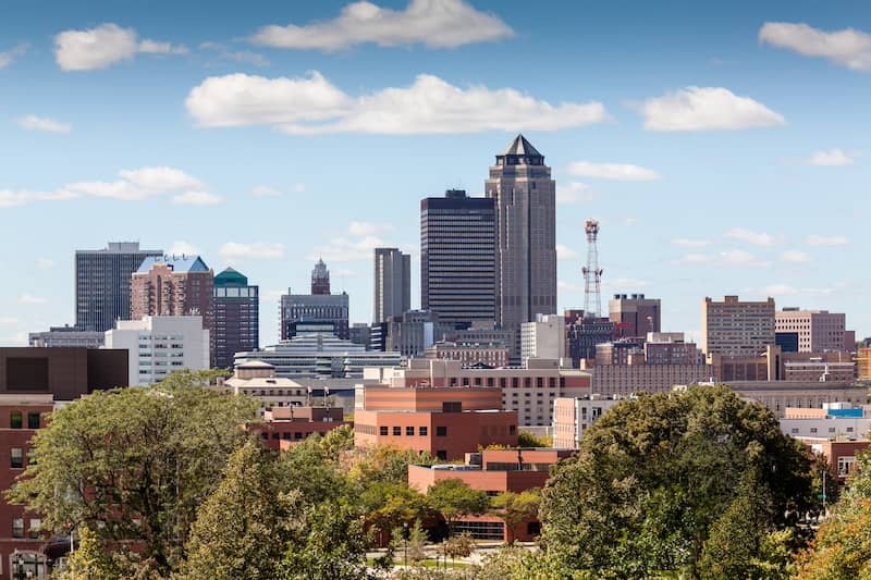 Downtown Des Moines, Iowa.