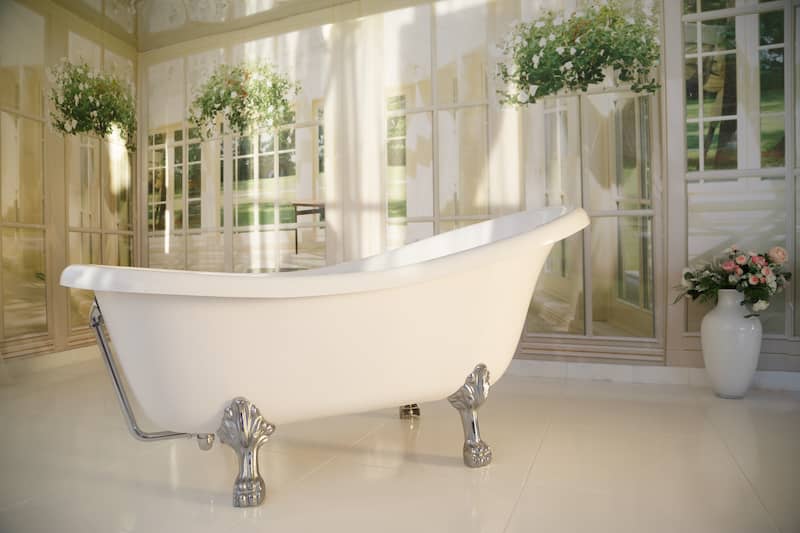 RHB Assets From IGX: A luxurious bathroom featuring a slipper angled tub.