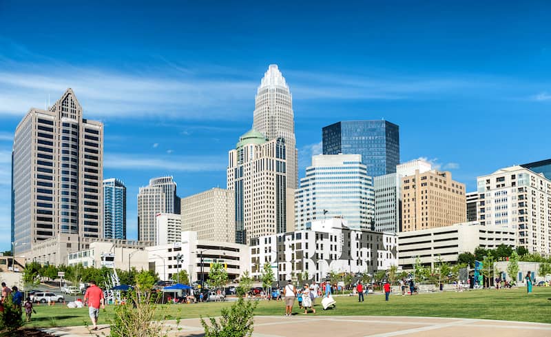 RHB Assets From IGX: Charlotte, North Carolina skyline with a mix of modern and historic buildings