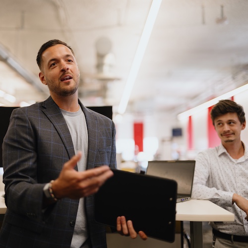 Cleveland team member addressing a team.
