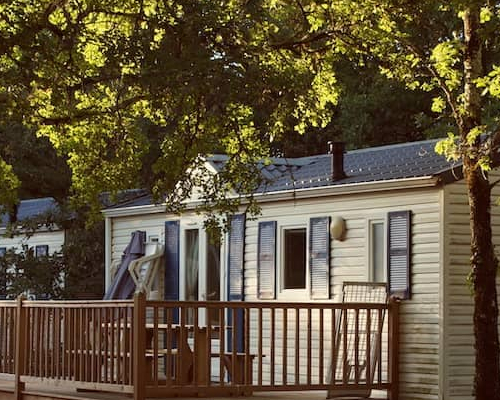 Manufactured home in the forest.