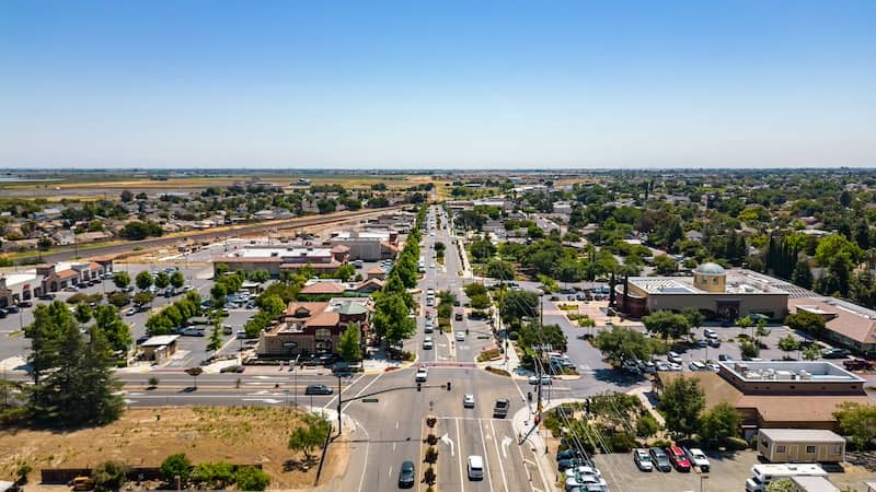 Aerial view of downtown Oakley, California