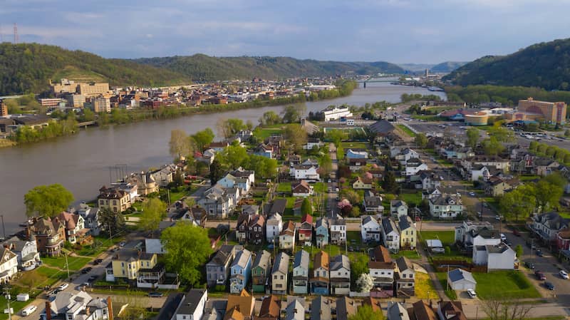 Wheeling, West Virginia aerial view.