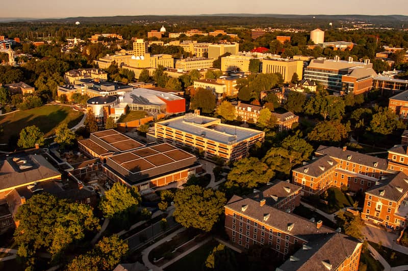 Aerial view of Penn State campus.