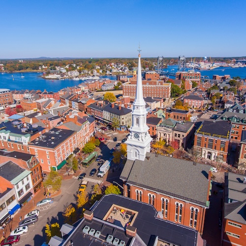 Aerial view of Portsmouth, New Hampshire.