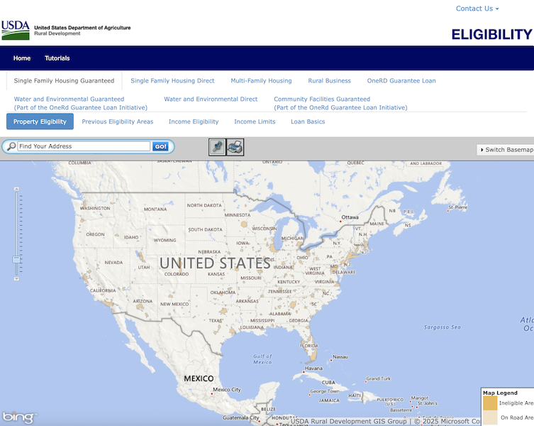 2025 U.S. map showing USDA eligibility.