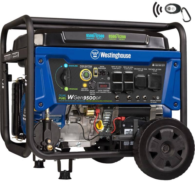 RHB Assets From IGX: Westinghouse WGen9500DF portable generator on a white background.