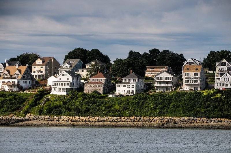 Homes along a coastline.