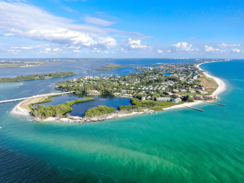 RHB Assets From IGX: Aerial view of Longboat Key Florida island town