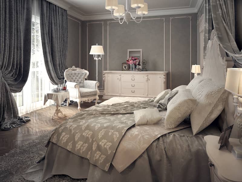 RHB Assets From IGX: Cozy primary bedroom with elegant curtains and soothing colors.