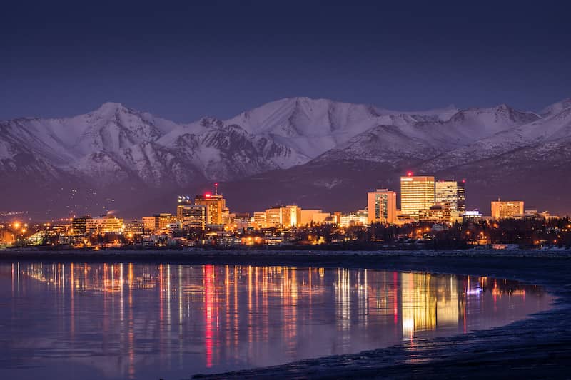 RHB Assets From IGX: Aerial view of homes in Anchorage, Alaska