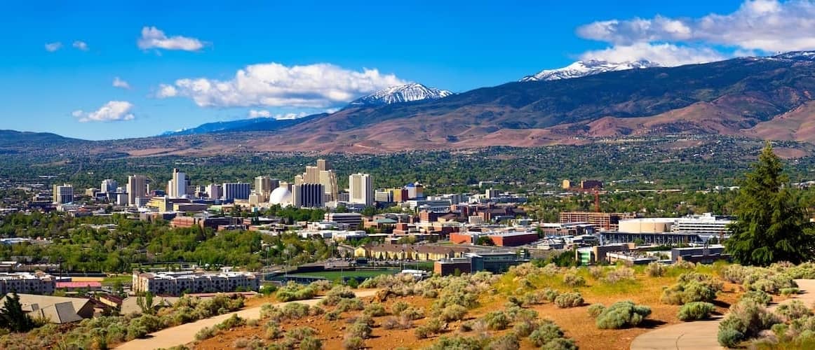 RHB Assets From IGX: Downtown Reno, Nevada cityscape with buildings and streets.