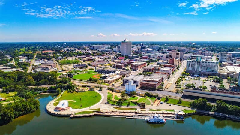 Aerial View of Downtown Montgomery, Alabama.