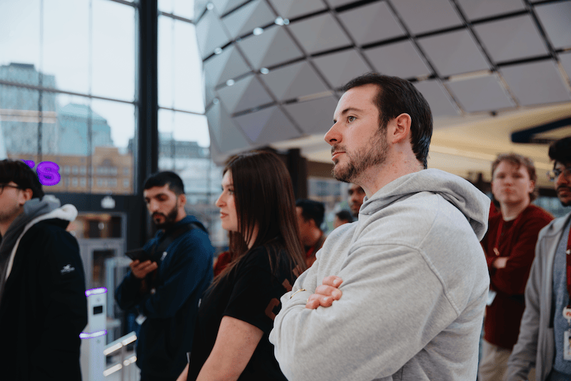 Team members listening in a meeting. 