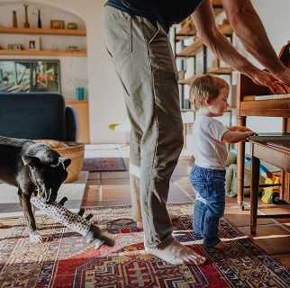 Dad, son, boy, dog, home, parenting, Hero image